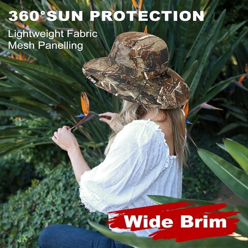 Solaris Camo Hat for Men Women, Wide Brim Camouflage Safari Hat, UPF50+ Sun Protection Bucket Hat for Hunting Fishing Hiking in Saudi Arabia
