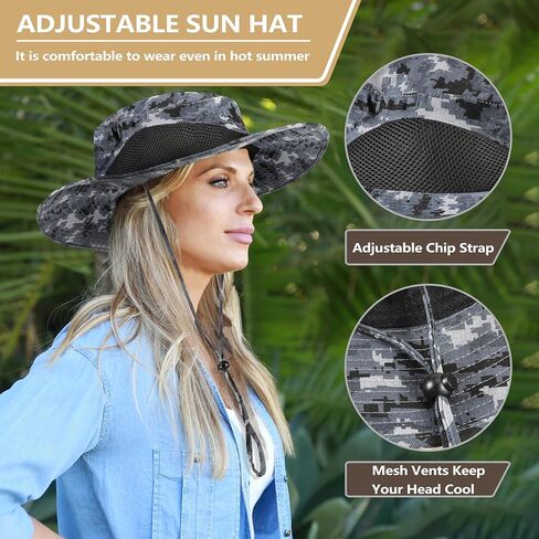 Solaris Camo Hat for Men Women, Wide Brim Camouflage Safari Hat, UPF50+ Sun Protection Bucket Hat for Hunting Fishing Hiking in Saudi Arabia