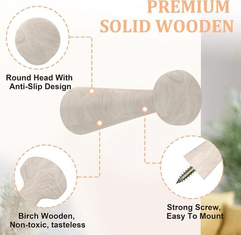 Wooden Shaker Peg Wood Screw-on Shaker Pegs 3.15 Inch, Solid Unfinished Wood Shaker Racks for Hanging Clothes Coat Hats Towel Paint Color DIY Bathroom Livingroom 6PCS in Saudi Arabia