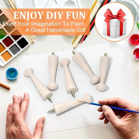 Wooden Shaker Peg Wood Screw-on Shaker Pegs 3.15 Inch, Solid Unfinished Wood Shaker Racks for Hanging Clothes Coat Hats Towel Paint Color DIY Bathroom Livingroom 6PCS in Saudi Arabia