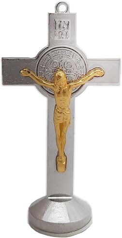 Galaxie Karmaa Altar Cross Altar Table Crucifix with Stand Lord Jesus for Table Home Church & Office Decor Gift Item car dashboards Study Office Tables Retail Shop counters (Golden Color Shining) in Saudi Arabia