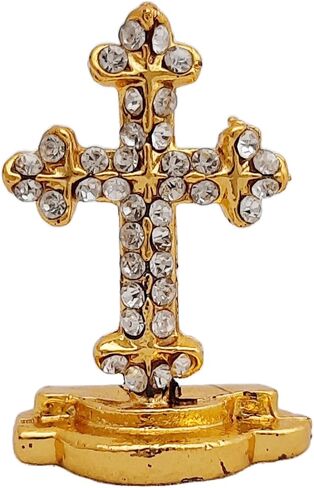 Galaxie Karmaa Altar Cross Altar Table Crucifix with Stand Lord Jesus for Table Home Church & Office Decor Gift Item car dashboards Study Office Tables Retail Shop counters (Golden Color Shining) in Saudi Arabia