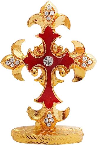 Galaxie Karmaa Altar Cross Altar Table Crucifix with Stand Lord Jesus for Table Home Church & Office Decor Gift Item car dashboards Study Office Tables Retail Shop counters (Golden Color Shining) in Saudi Arabia