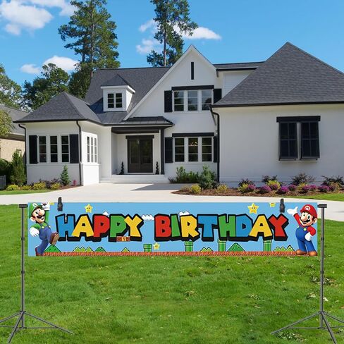 لافتة عيد ميلاد لحفلات ماريو، لوازم تزيين حفلات عيد ميلاد ماريو للبالغين من الأولاد والبنات والأطفال in Kuwait