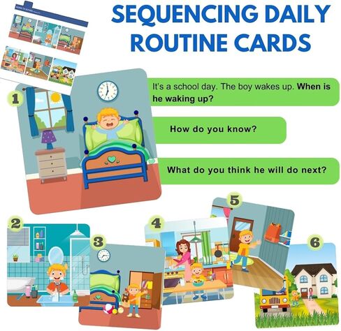 Sequence for Kids; Daily Routine Cards for Speech & Social Development; English Language Learners; ESL; Bilingual Learners; Storytelling; Sentence Building; Picture Story Cards; Speech Flash Cards in Saudi Arabia