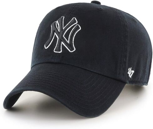 47 MLB Unisex-Adult Alternate Color Clean Up Adjustable Hat Cap - One Size (US, Alpha, One Size, New York Yankees Black/White Outline) in Saudi Arabia