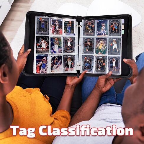 Byhoo 900 جيوب بطاقة كرة السلة، حافظة بطاقات كرة السلة الجلدية المقاومة للماء، حافظة كرة السلة بجيب شفاف مع سلسلة مفاتيح وحزام معصم، تستخدم لبطاقات كرة السلة، وبطاقات كرة القدم in Kuwait