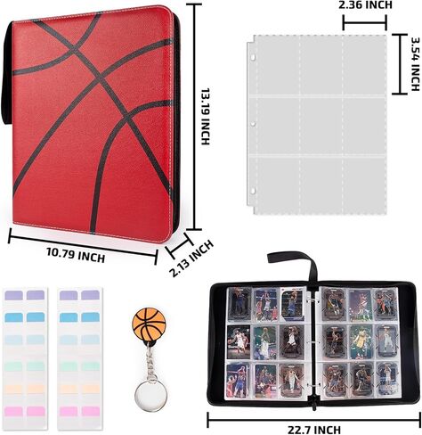 Byhoo 900 جيوب بطاقة كرة السلة، حافظة بطاقات كرة السلة الجلدية المقاومة للماء، حافظة كرة السلة بجيب شفاف مع سلسلة مفاتيح وحزام معصم، تستخدم لبطاقات كرة السلة، وبطاقات كرة القدم in Kuwait