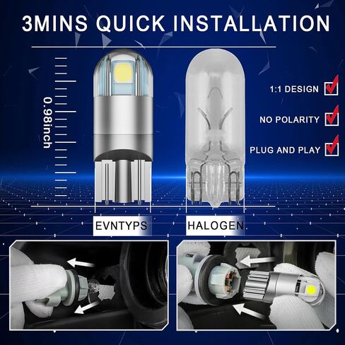 194 لمبة LED بيضاء لأضواء باب السيارة 6000K 2825 W5W T10 168 لمبة LED مع استبدال جهاز العرض لخريطة قبة لوحة القيادة لأضواء لوحة الترخيص (10 قطع) in Saudi Arabia