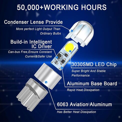 194 لمبة LED بيضاء لأضواء باب السيارة 6000K 2825 W5W T10 168 لمبة LED مع استبدال جهاز العرض لخريطة قبة لوحة القيادة لأضواء لوحة الترخيص (10 قطع) in Saudi Arabia
