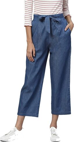 Yash Gallery Women's Denim Flared Solid Trousers in Saudi Arabia
