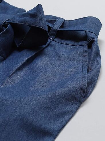 Yash Gallery Women's Denim Flared Solid Trousers in Saudi Arabia