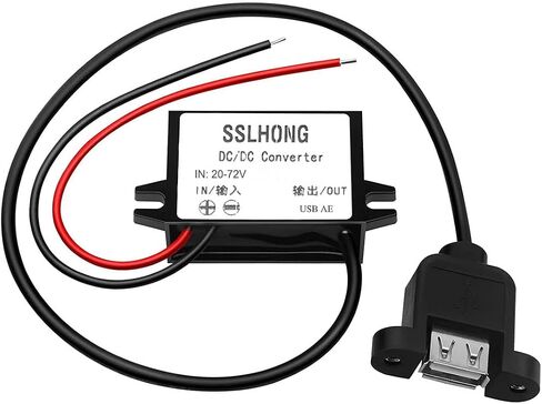 محول USB DC 20-72 فولت إلى 5 فولت 12 فولت 24 فولت 36 فولت 48 فولت 60 فولت إلى 5 فولت 3 أمبير 15 وات مع محول طاقة مخرج USB من النوع C، منظم جهد باك، وحدة تنحى، محول مقاوم للماء (النوع C) in Kuwait