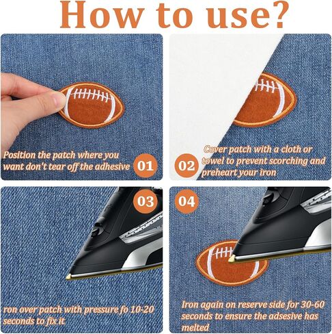 20Pcs Football Iron on Patches Sequin Chenille Patches Gold Edges Sports Patches Sew on and Iron on Applique Football Embroidered Patches Badge for Hat Jeans Jacket Dress Backpacks DIY Clothing in Saudi Arabia