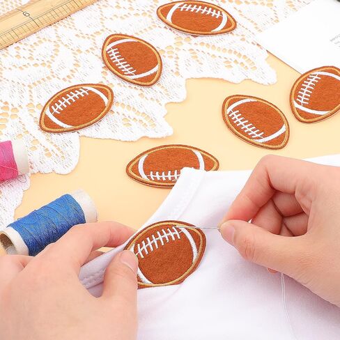 20Pcs Football Iron on Patches Sequin Chenille Patches Gold Edges Sports Patches Sew on and Iron on Applique Football Embroidered Patches Badge for Hat Jeans Jacket Dress Backpacks DIY Clothing in Saudi Arabia