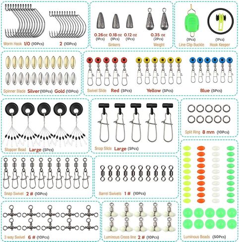 Fishing Terminal Tackle Accessories Hooks Weights Jig Heads O-Rings Rolling Swivels Fastlock Snaps Fishing Beads Space Beans Sinker Slides Ice Fish Gear for Saltwater Freshwater in Saudi Arabia
