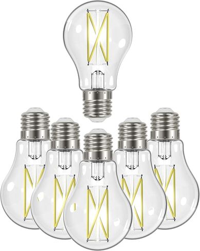 ساتكو مصابيح LED خافتة للضوء، S12415، لومن عالي، 8 وات، A19؛ واضح؛ قاعدة متوسطة؛ 3000 كيلو؛ 90 كري؛ 120 فولت للاستخدام في المناطق السكنية والضيافة والعرض والتجارية (6 مصابيح LED) in Kuwait