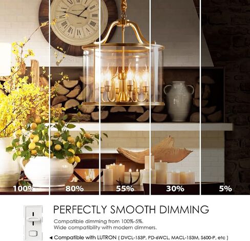 LVWIT Flame Tip LED Filament Bulb Candelabra E26 Base Dimmable 4.5W (60W Equivalent) B11 Chandelier Candle Light Bulb，2700K Warm White 6-Pack in Kuwait