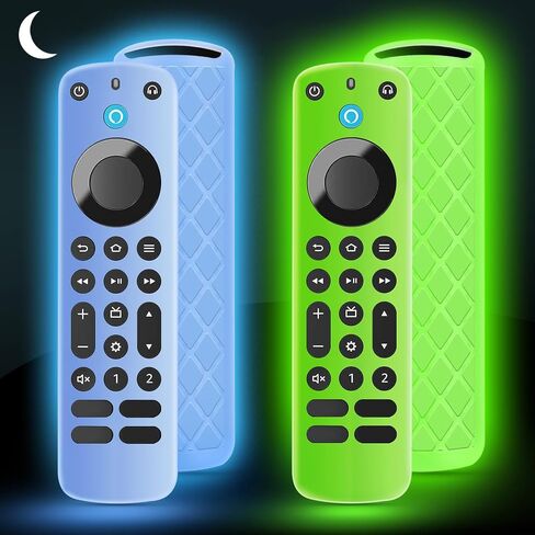 (عبوتان) حافظة OneBom Fire TV Alexa Voice Remote Pro (إصدار 2022) حافظة واقية من السيليكون مقاومة للصدمات متوهجة في الظلام (أخضر متوهج وأزرق متوهج) in Kuwait