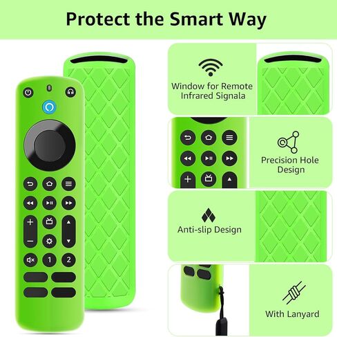 (عبوتان) حافظة OneBom Fire TV Alexa Voice Remote Pro (إصدار 2022) حافظة واقية من السيليكون مقاومة للصدمات متوهجة في الظلام (أخضر متوهج وأزرق متوهج) in Kuwait