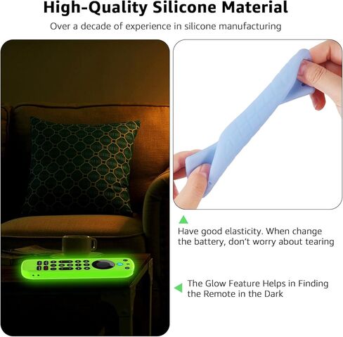 (عبوتان) حافظة OneBom Fire TV Alexa Voice Remote Pro (إصدار 2022) حافظة واقية من السيليكون مقاومة للصدمات متوهجة في الظلام (أخضر متوهج وأزرق متوهج) in Kuwait