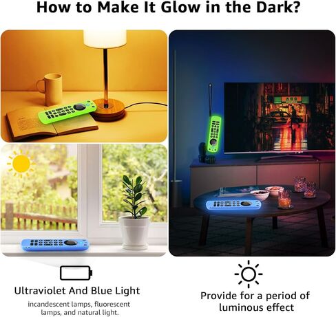 (عبوتان) حافظة OneBom Fire TV Alexa Voice Remote Pro (إصدار 2022) حافظة واقية من السيليكون مقاومة للصدمات متوهجة في الظلام (أخضر متوهج وأزرق متوهج) in Kuwait