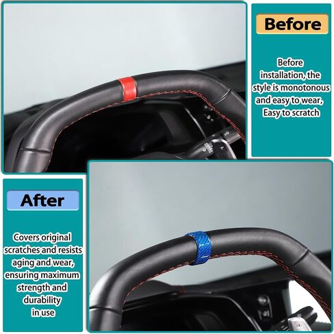 Car Steering Wheel Panel Round Decorative Sticker Compatible with Corvette C8 2020-2023 Steering Wheel Center Return Sticker Interior Protection Accessories（Carbon Fiber, Forged Pattern） in Saudi Arabia