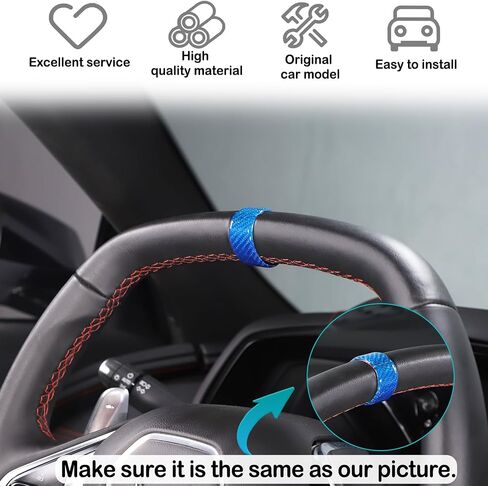 Car Steering Wheel Panel Round Decorative Sticker Compatible with Corvette C8 2020-2023 Steering Wheel Center Return Sticker Interior Protection Accessories（Carbon Fiber, Forged Pattern） in Saudi Arabia