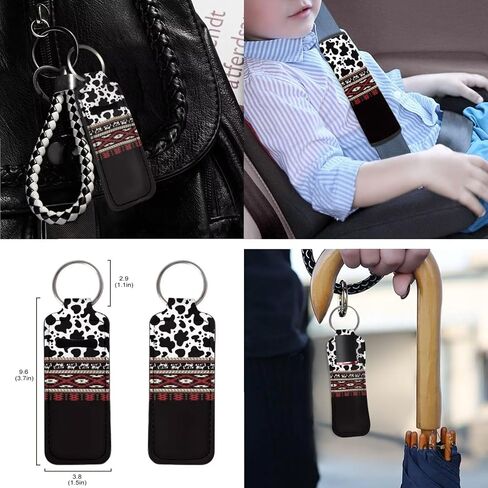 أغطية مقاعد السيارة مطبوعة على شكل قلب من Paws مجموعة كاملة مع غطاء عجلة القيادة ووسائد حزام الأمان، وإكسسوارات السيارات 2 سلسلة مفاتيح حامل أحمر الشفاه و2 قواعد للسيارات، يناسب الجميع للسيارات وسيارات الدفع الرباعي والشاحنات in Saudi Arabia