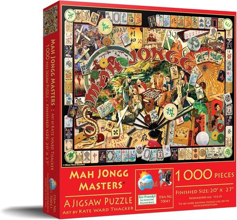 SUNSOUT INC - Mah Jongg Masters - أحجية الصور المقطوعة 1000 قطعة من الفنان: Kate Ward Thacker - الحجم النهائي 20 بوصة × 27 بوصة آسيوي - MPN# 70041 in Kuwait
