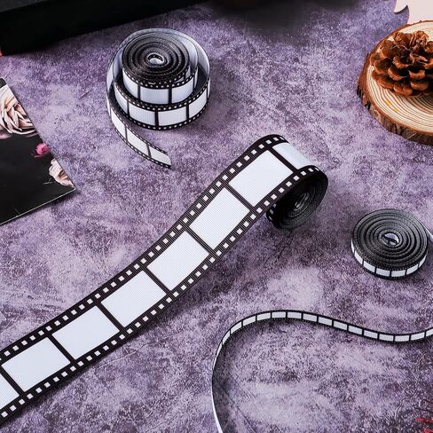 3 Rolls Filmstrip Ribbon Movie Film Grosgrain Ribbon kinetoscope Film Ribbon for Movie Party Decorations, Black and White Film Themed Party Decor Home DIY Wrapping Wreaths Crafts, 15 Yard in Saudi Arabia