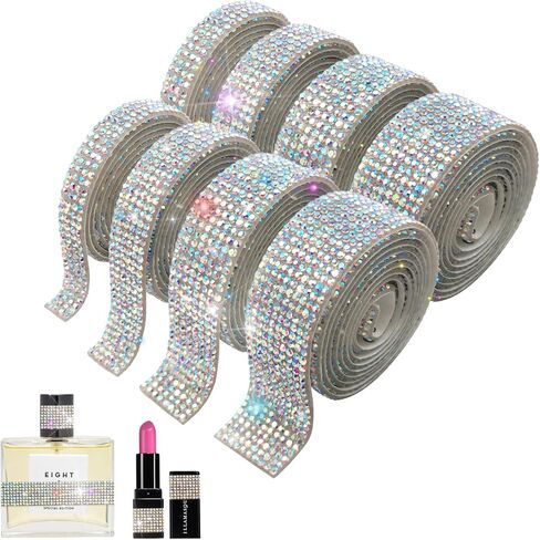 6 لفات من أشرطة حجر الراين، أشرطة ألماس ذاتية اللصق بطول 6 ياردات من حجر الراين لتزيين الحرف اليدوية وحفلات الزفاف وأعياد الميلاد وقبعة هاتف السيارة in Kuwait