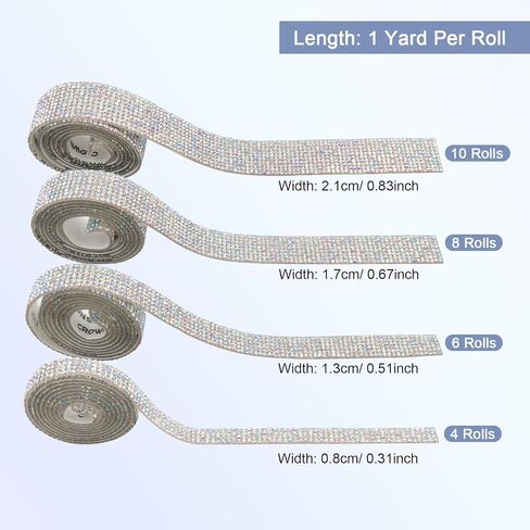 6 لفات من أشرطة حجر الراين، أشرطة ألماس ذاتية اللصق بطول 6 ياردات من حجر الراين لتزيين الحرف اليدوية وحفلات الزفاف وأعياد الميلاد وقبعة هاتف السيارة in Kuwait