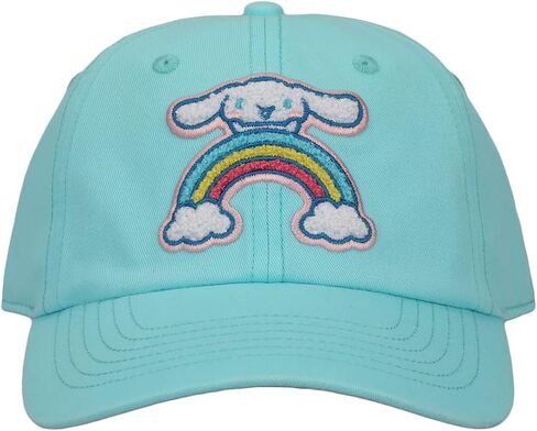 قبعة بيسبول رجالي من Cinnamoroll Chenille Character Patch مصنوعة من القطن المغسول باللون الأزرق المخضر in Saudi Arabia