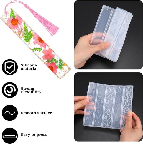 Bookmark Resin Mold,10 Style Bookmark Mold with Tassles,Pattern Resin Bookmark Molds for Epoxy Resin Casting Rectangle Bookmark Silicone Molds Kit Epoxy Resin Molds for DIY Bookmark Making Tool in Saudi Arabia