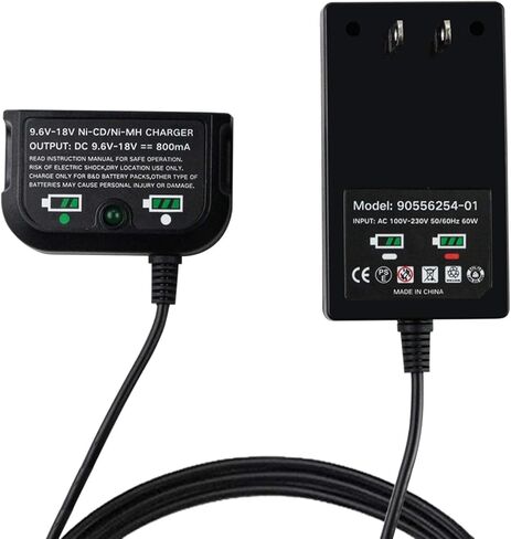 شاحن بديل 9.6V-18V 90556254-01 شاحن بطارية بديل متوافق مع بطارية بلاك اند ديكر 9.6V 12V 14.4V 18V Ni-Cd & Ni-Mh HPB18 HPB18-OPE FSB18 HPB14 FSB14 HPB12 FS12B in Kuwait