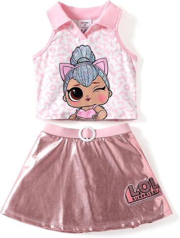 L.O.L. Surprise! Girls 2 Piece Outfits Heart Leopard Print Top and Tutu Skirt Birthday Party Set in Saudi Arabia