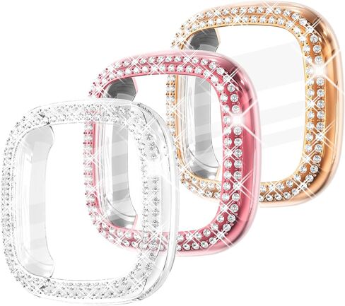 Fullife 10-Pack TPU Bumper for Fitbit Versa 2, Crystal Diamond Bling Cases HD Full Protective Case Cover Scratch Resistant Shock Absorbing for Versa 2 Smartwatch Accessories, 10 Colors in Kuwait
