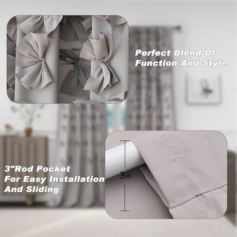 مجموعة ستائر نوافذ رمادية أنيقة من HIG Pack - لوحات مقاس 54 × 84 بوصة، تصفية للضوء، تصميم ربطة عنق مصنوع يدويًا، ألياف دقيقة من البوليستر المتين، جيب قضيب، مثالية للديكور الأنيق العتيق للمزرعة الحديثة in Kuwait