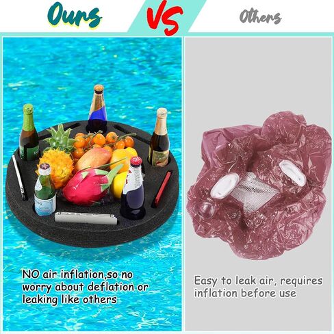 Large Floating Drink Holder Black Floating Refreshment Table Tray 5 Compartment Versatile and Portable Floating Pool Tray for Swimming Pool Accessories Hot Tub Beach and Party Decor in Saudi Arabia