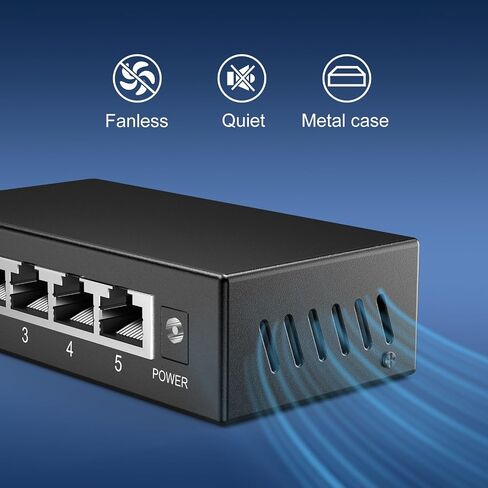 5-Port 10G PoE Switch Unmanaged with 1 Uplink Port, VIMIN 4-Port 10Gbe PoE Network Switch, Auto-Negotiation, for 10G NAS Network, Support IEEE802.3af/at, Plug & Play in Saudi Arabia