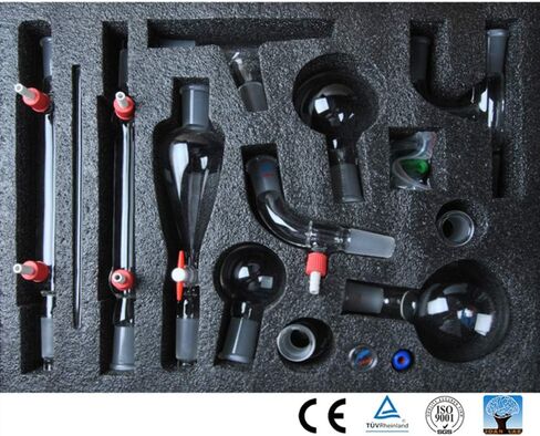 JOANLAB مختبر جهاز التقطير الزجاج الكيمياء العضوية عدة 24/40 زجاجيات مختبرية التقطير 19psc in Kuwait