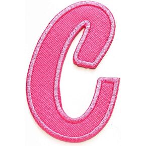 PP التصحيح الحروف الوردي C الحديد على بقع ABC الحروف الأبجدية بقع الحديد على خياطة على بقع يزين الجينز والسترات الملابس