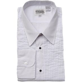 Boy's White Laydown Collar Tuxedo Shirt by Broadway Tuxmakers with studs