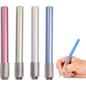 Colored Pencil Extenders Metal Sketch Pencil Holder Extender Adjustable 4 Colors School Office Art Write Tool Set Pencil Lengthener for Pencils UP to 8mm