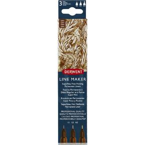 Derwent Line Makers - Sepia Set of 3 Pens (Nibs 0.1mm, 0.3mm, 0.5mm) (2305561)
