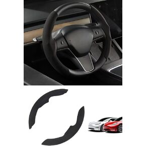for Tesla Model 3 Model Y Steering Wheel Cover - 4TSL Premium Suede Steering Wheel Wrap Protector Anti-Slip Design for Tesla Model 3 Model Y 2017-2021 2022 2023 Interior Accessories 2PCS