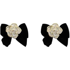 Kokoma Camellia Bow Knot Earrings for Women Girls Elegant Bow Ribbon Butterfly Knot Stud Earrings Wedding Statement Flower Dainty Ear Jewelry Gifts