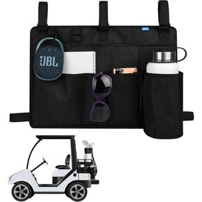 Xxerciz Golf Cart Rear Seat Organizer, Lightweight Folding Storage Bag Portable Golf Cart Accessories with Adjustable Strap for EZGO Yamaha Club Car, Wheelchair and Walker