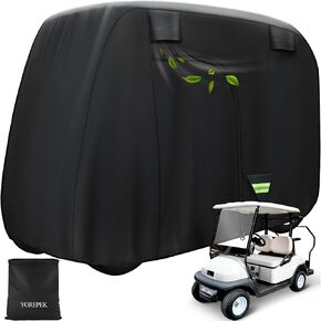 YOREPEK 600D Golf Cart Cover 4 Passenger Fits for Club Car, EZGO, Yamaha 2/2+2/4 Passengers, Windproof Waterp Resistance Golf Cart Cover for Outdoor Protection, 2 Zipper Doors Golf Cart Accessories